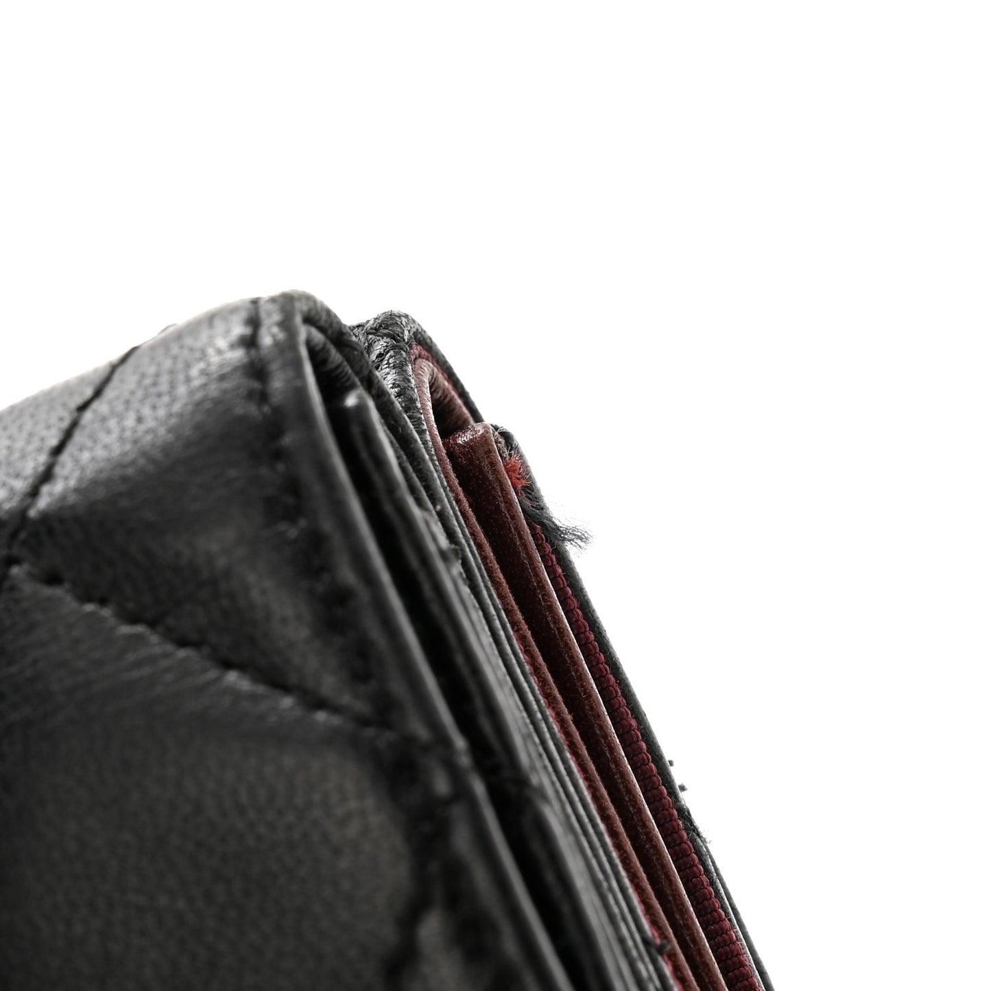 Lambskin Quilted Double Sided Wallet Black