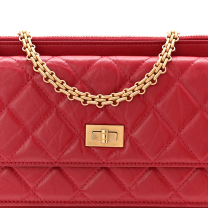 Chanel Aged Calfskin Quilted 2.55 Reissue Chain Wallet Red 8 of 10