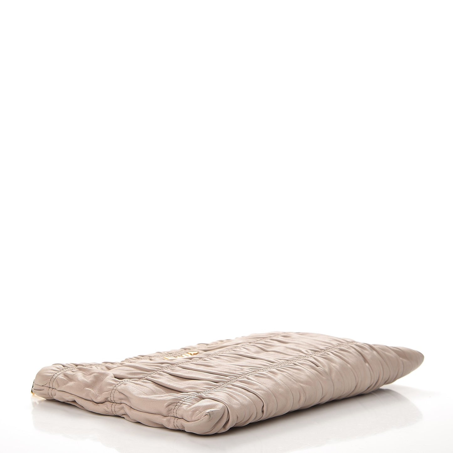 Nappa Gaufre Ruched Clutch Pomice