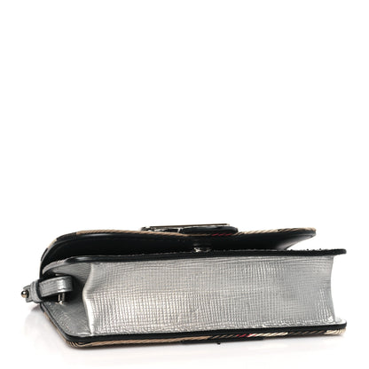 Burberry Metallic Snakeskin House Check Sequin Mini Madison Buckle Bag Silver 4 of 13