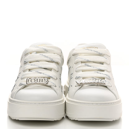 Louis Vuitton Calfskin Monogram Debossed Time Out Sneakers 36 White Silver 2 of 9