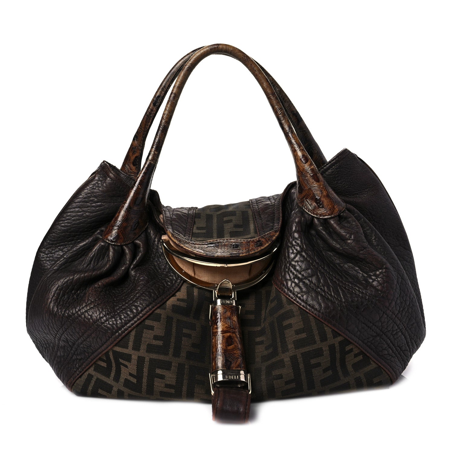 Fendi Zucca Nappa Nuvolata Vitello Tortuga Spy Tobacco Moro 1 of 7