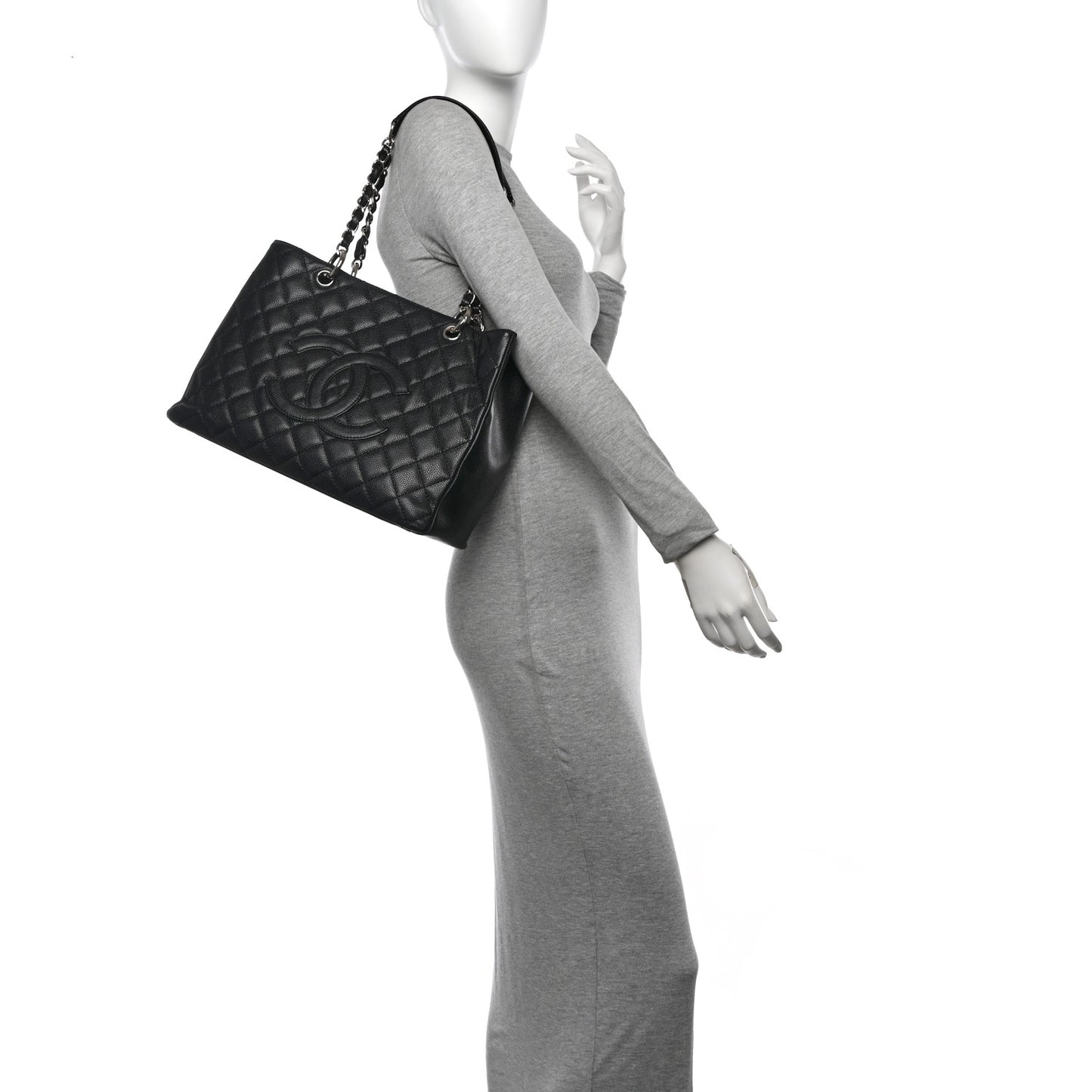 Caviar Quilted Grand Shopping Tote GST Black