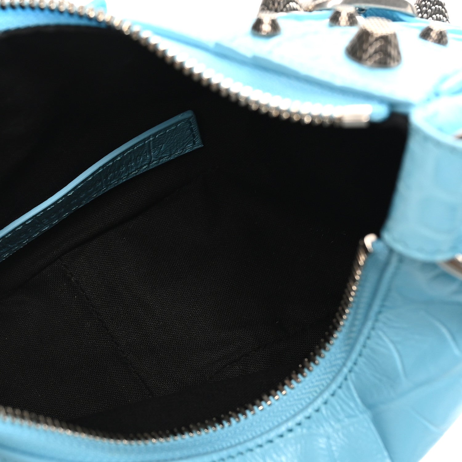 Balenciaga Extra Supple Calfskin Crocodile Embossed Le Cagole Shoulder Bag XS Sky Blue 6 of 11