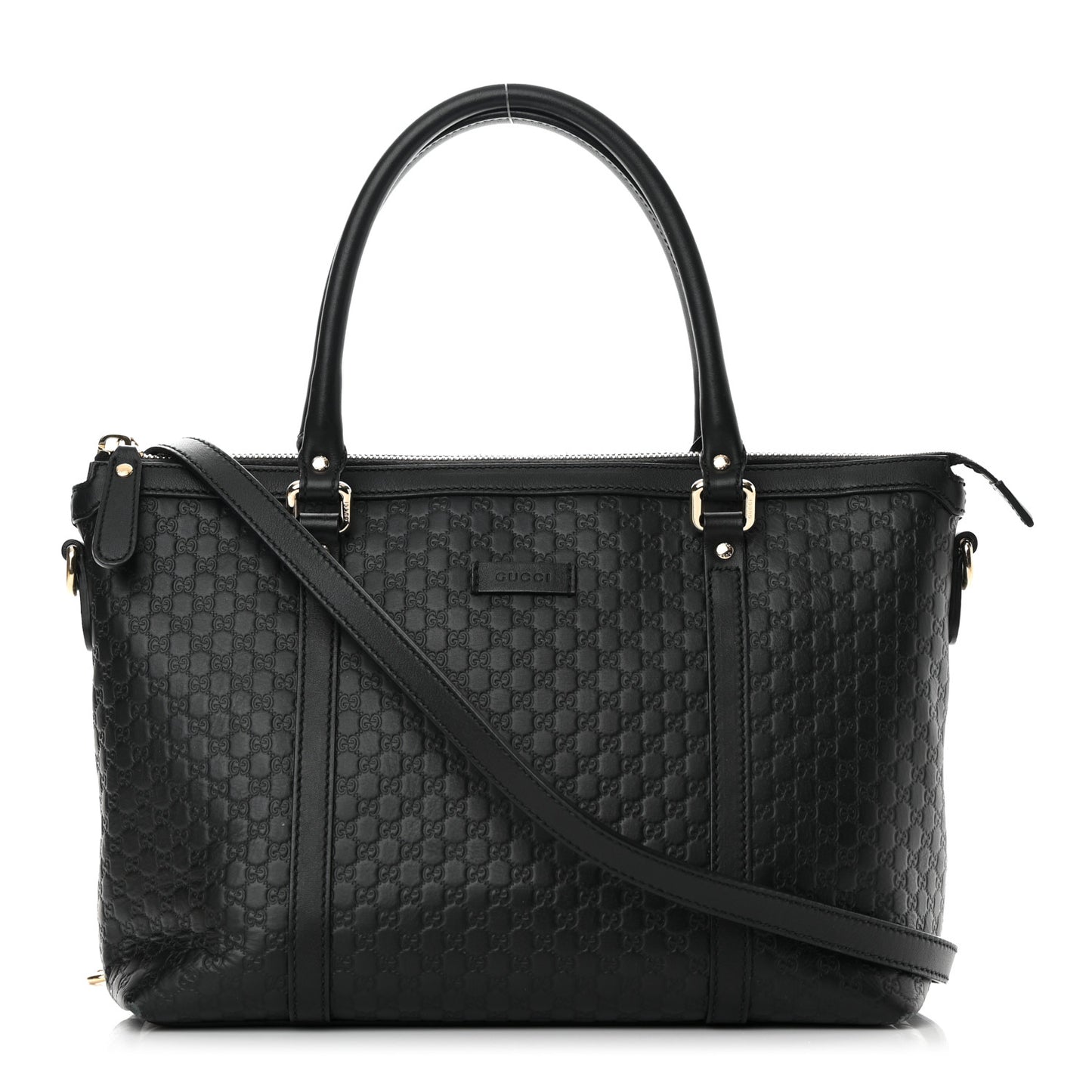 Soft Microguccissima Small Zippered Satchel Black