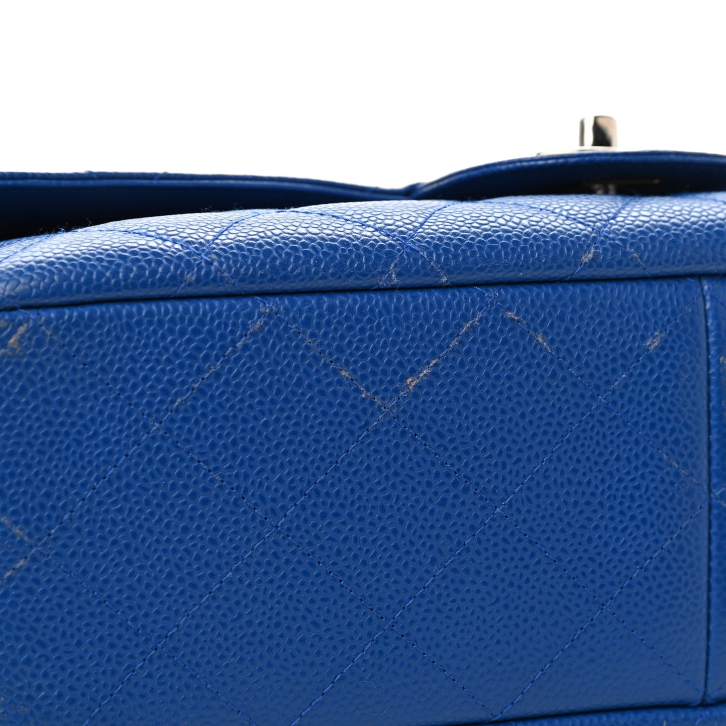 Caviar Quilted Jumbo Single Flap Blue