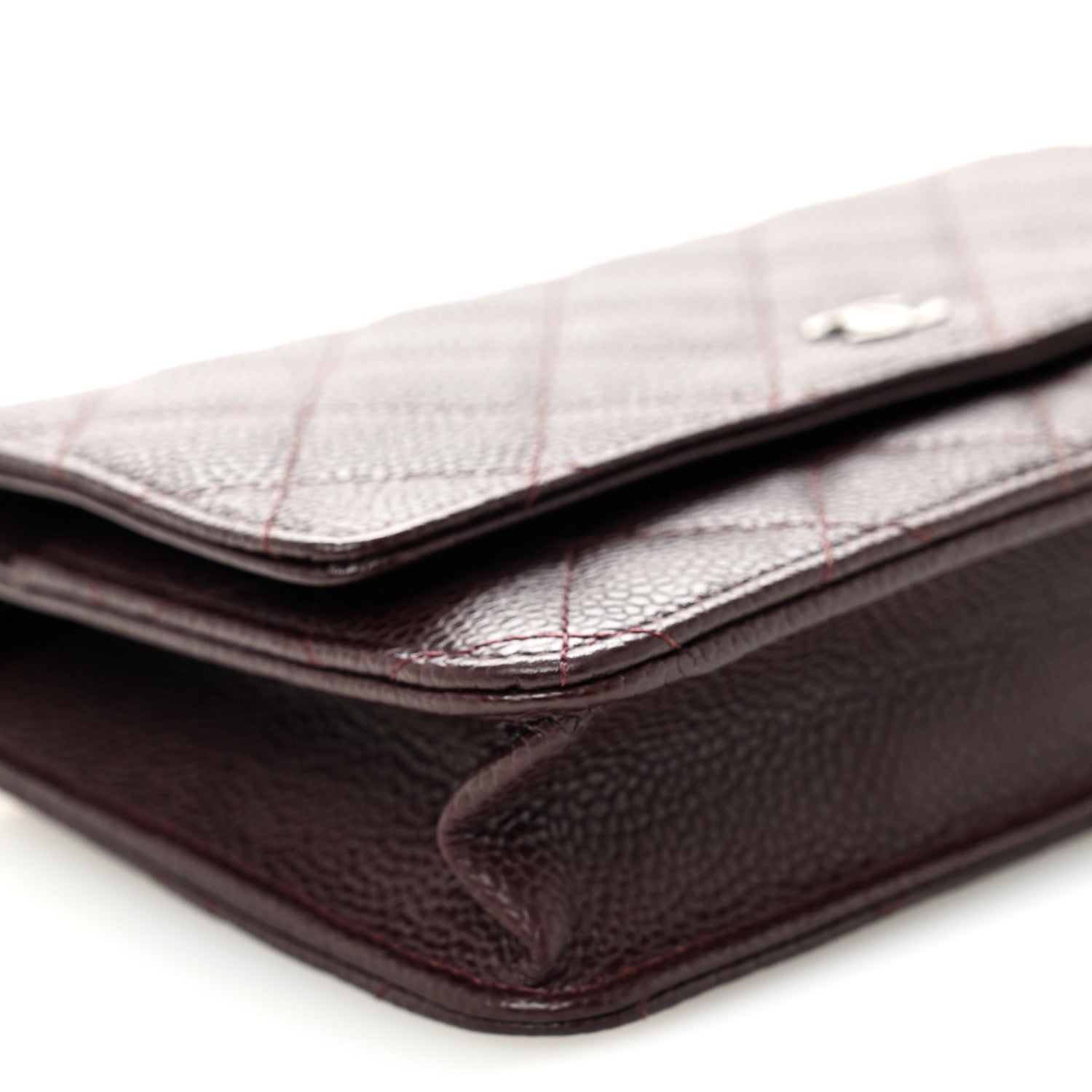 Chanel Caviar Quilted Wallet on Chain WOC Burgundy 10 of 12