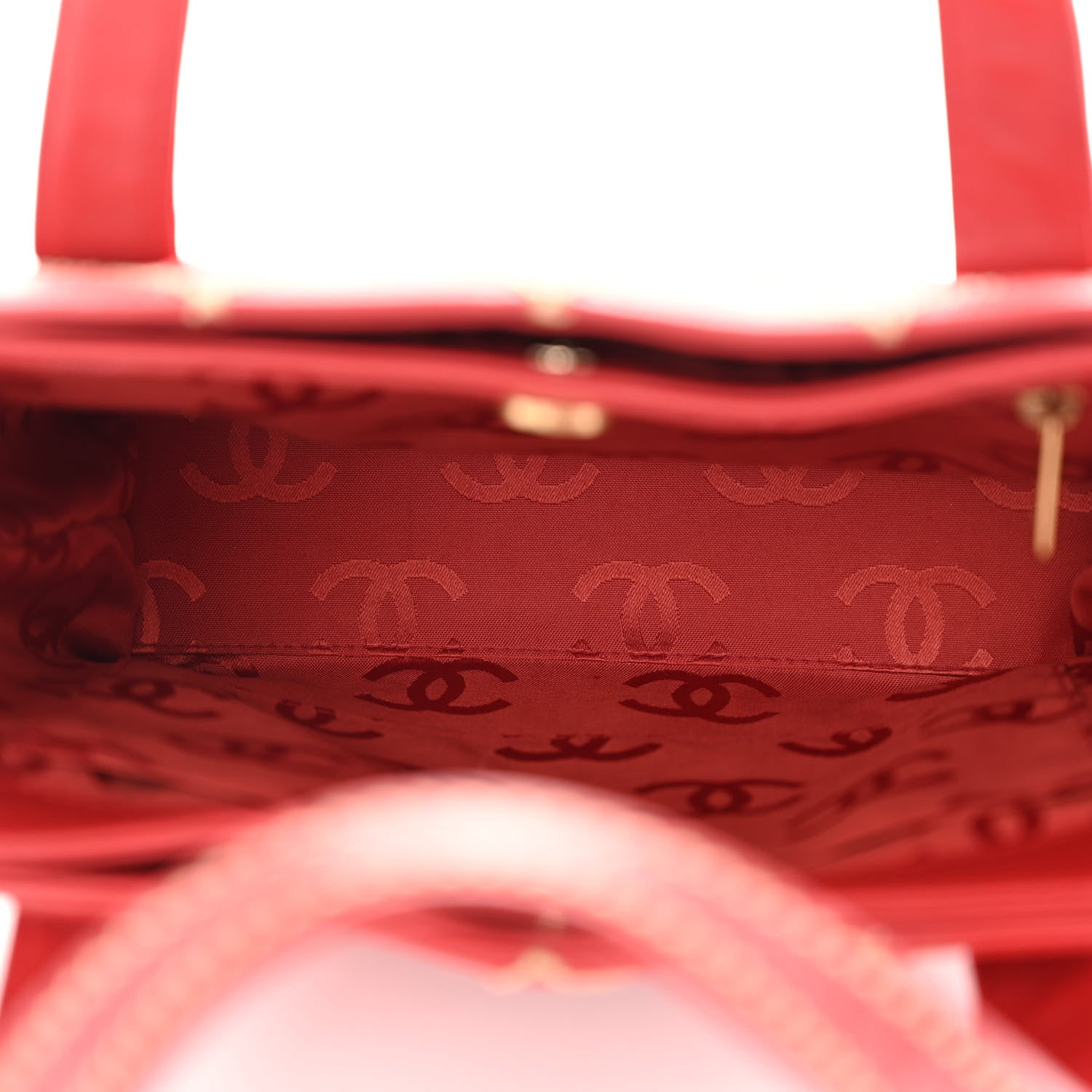 Chanel Calfskin Wild Stitch Tote Red 5 of 16