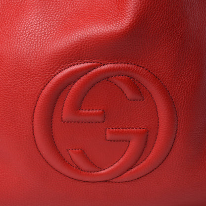 Gucci Pebbled Calfskin Large Soho Shoulder Bag Red 8 of 10