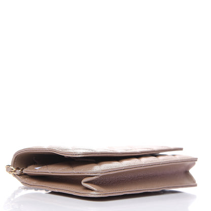Chanel Iridescent Caviar Quilted Wallet On Chain WOC Beige 4 of 11