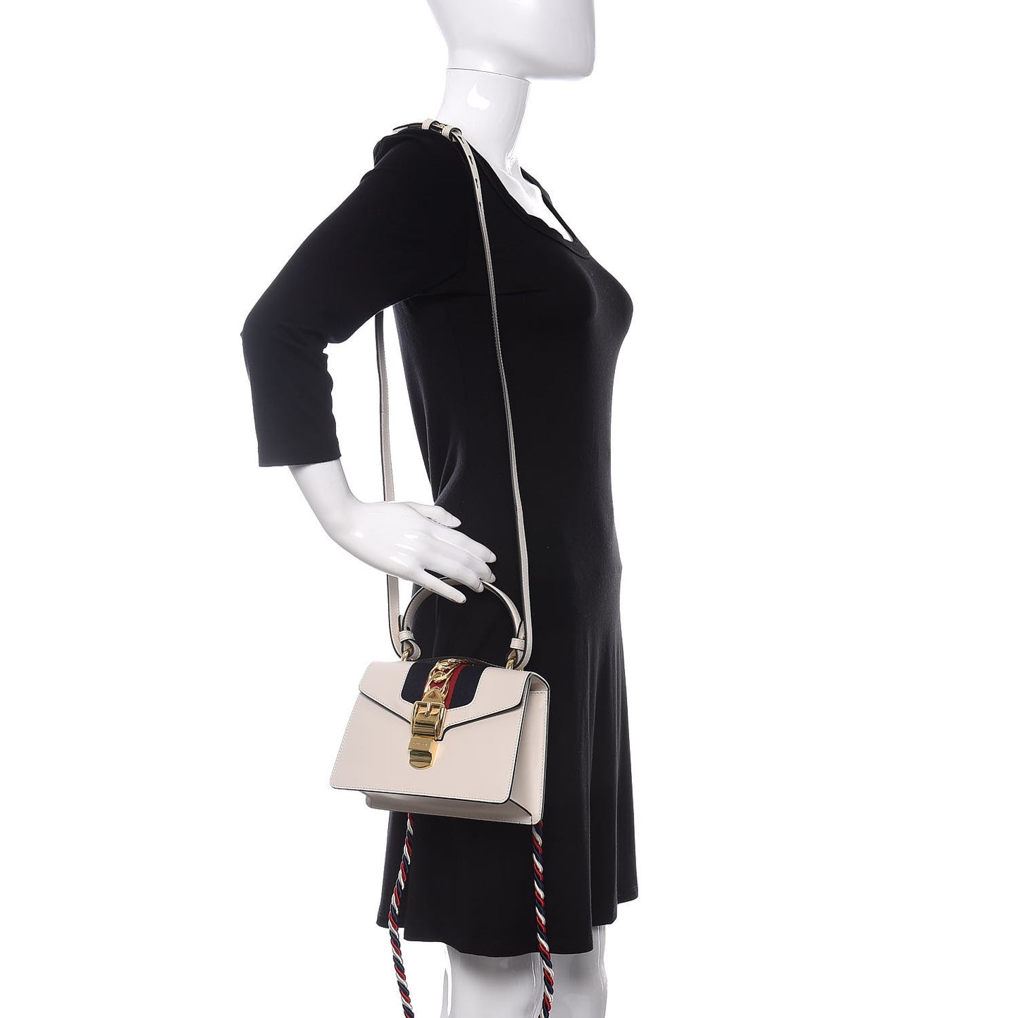 Calfskin Mini Sylvie Top Handle Bag White
