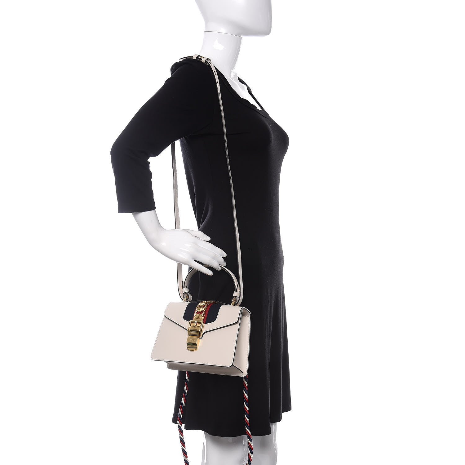 Gucci Calfskin Mini Sylvie Top Handle Bag White 2 of 11