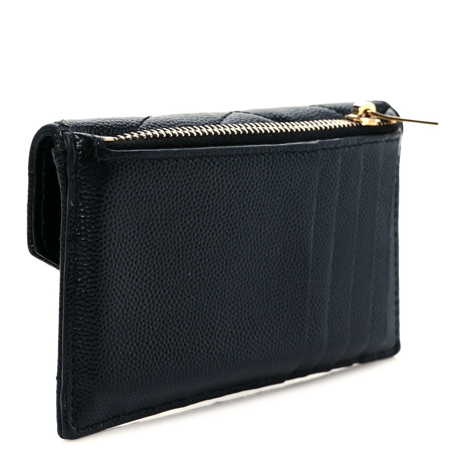 Saint Laurent Grain De Poudre Matelasse Chevron Monogram Compact Wallet Black 6 of 20