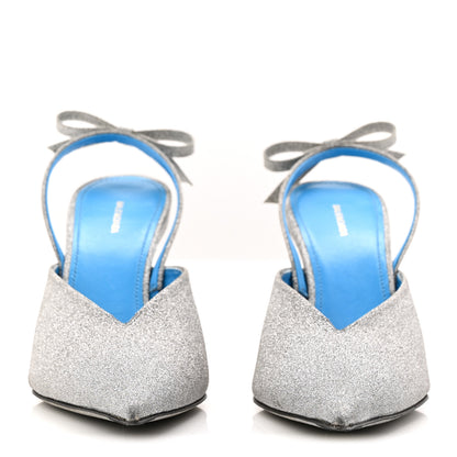 Balenciaga Glitter Toe Knife Slingback Mules 38 Silver Blue 3 of 9