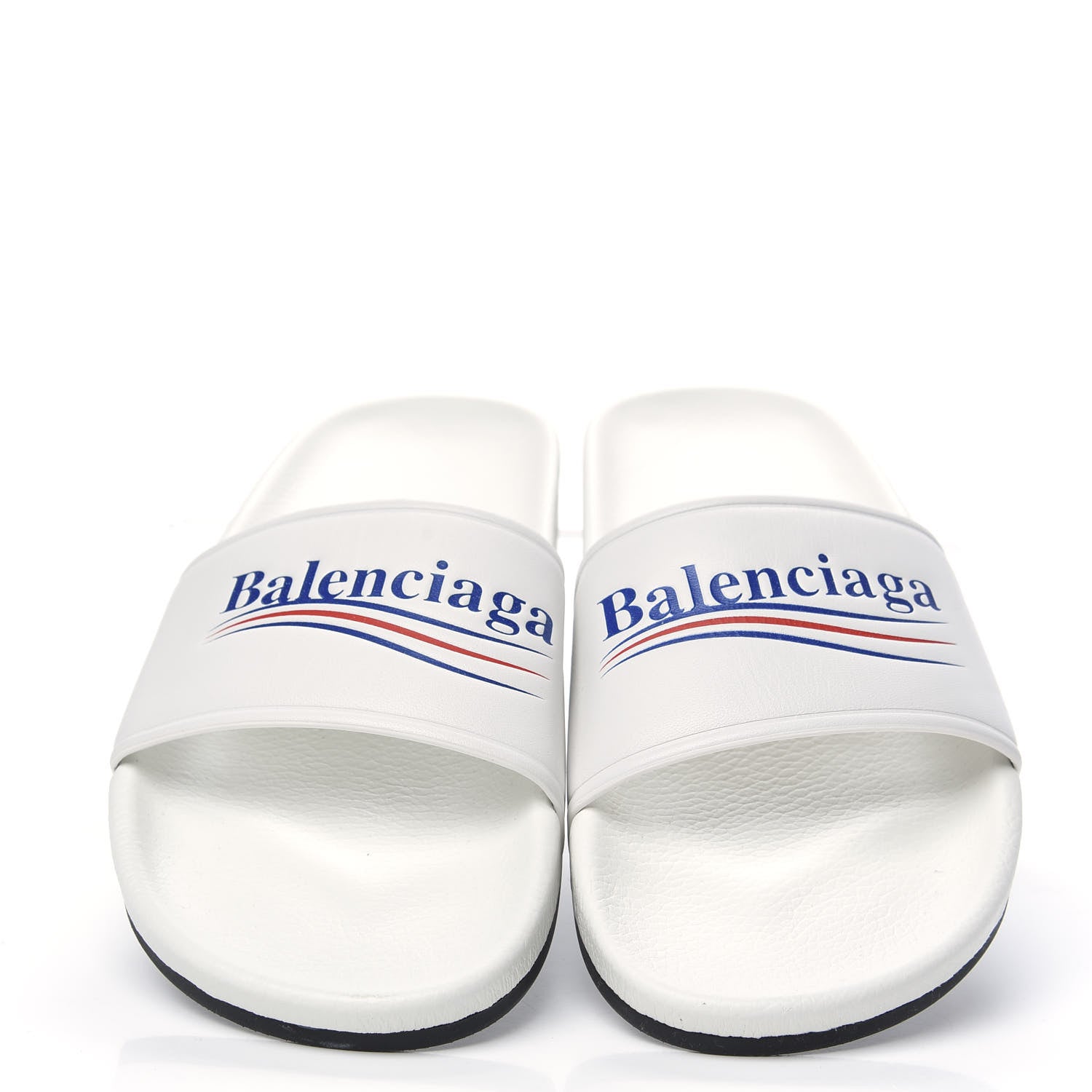 Balenciaga Nappa Political Campaign Logo Womens Pool Slide Sandals 39 White 3 of 8