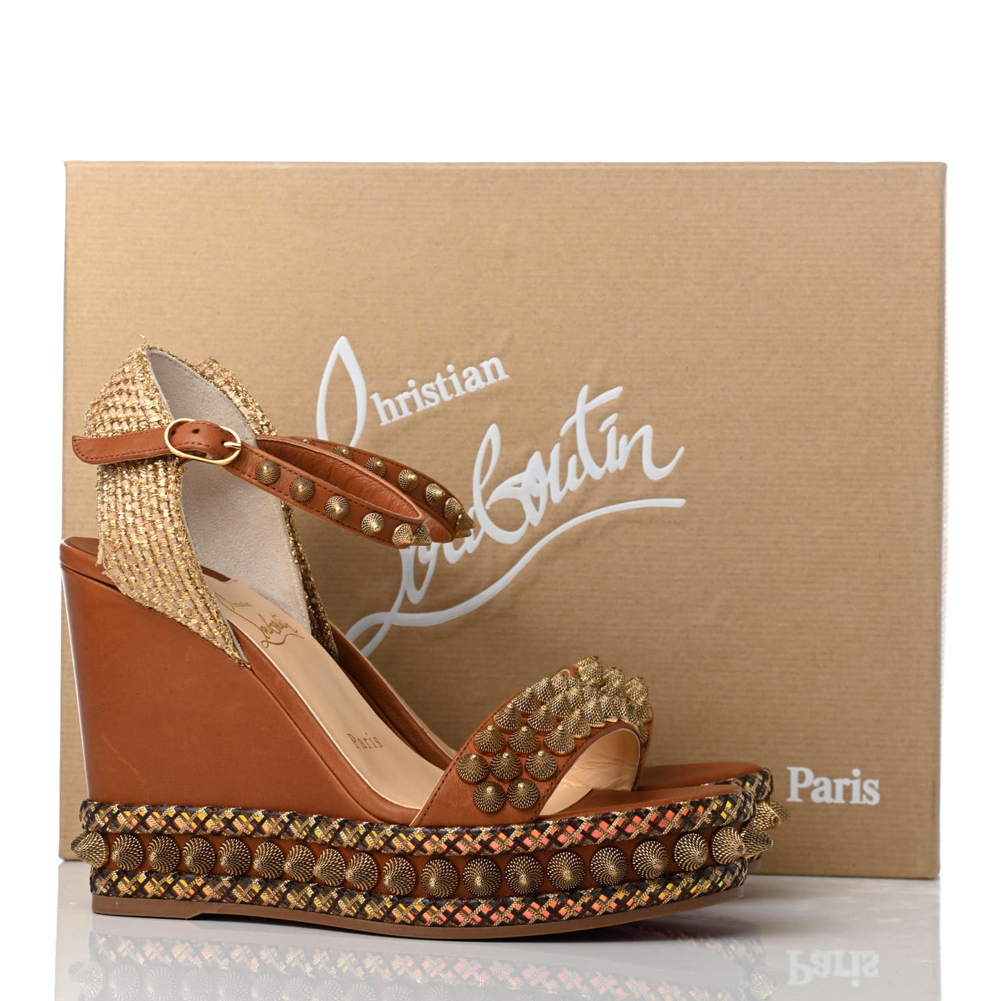 Calfskin Cordorella 110 Wedge Sandals 36 Version Cuoio