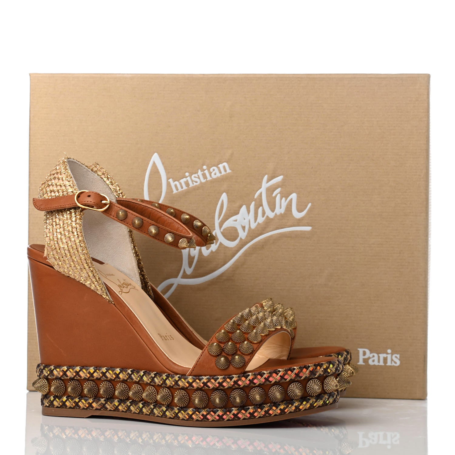 Christian Louboutin Calfskin Cordorella 110 Wedge Sandals 36 Version Cuoio 8 of 8