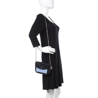 Christian Dior Calfskin Bi-Color Wallet On Chain Black Blue 2 of 10