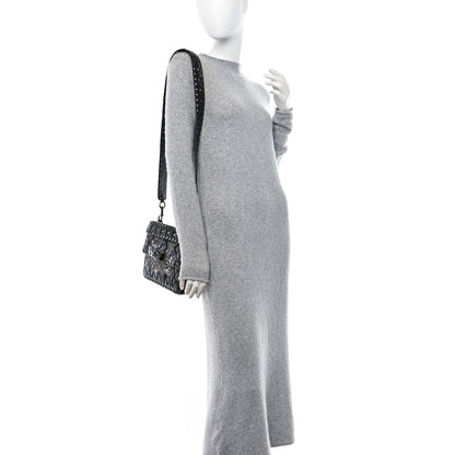 Valentino Garavani X UNDERCOVER Lambskin Sequin Rose Medium Rockstud Spike Shoulder Bag Black 2 of 10