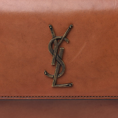 Saint Laurent Calfskin Medium Monogram Sunset Shoulder Bag With Braided Strap Natural Brown 14 of 18