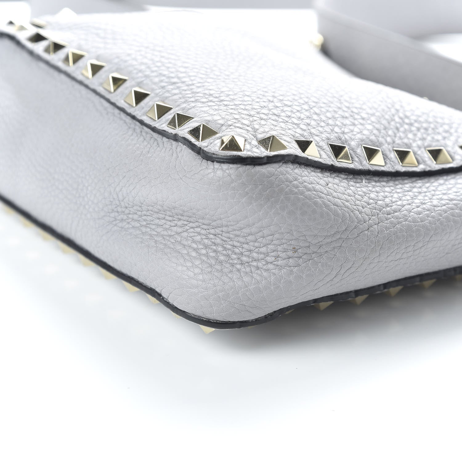 Valentino Garavani Pebbled Calfskin Mini Rockstud Flip-Lock Messenger Bag Pastel Grey 6 of 10