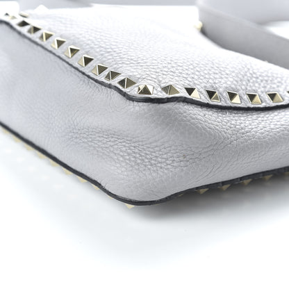 Valentino Garavani Pebbled Calfskin Mini Rockstud Flip-Lock Messenger Bag Pastel Grey 6 of 10