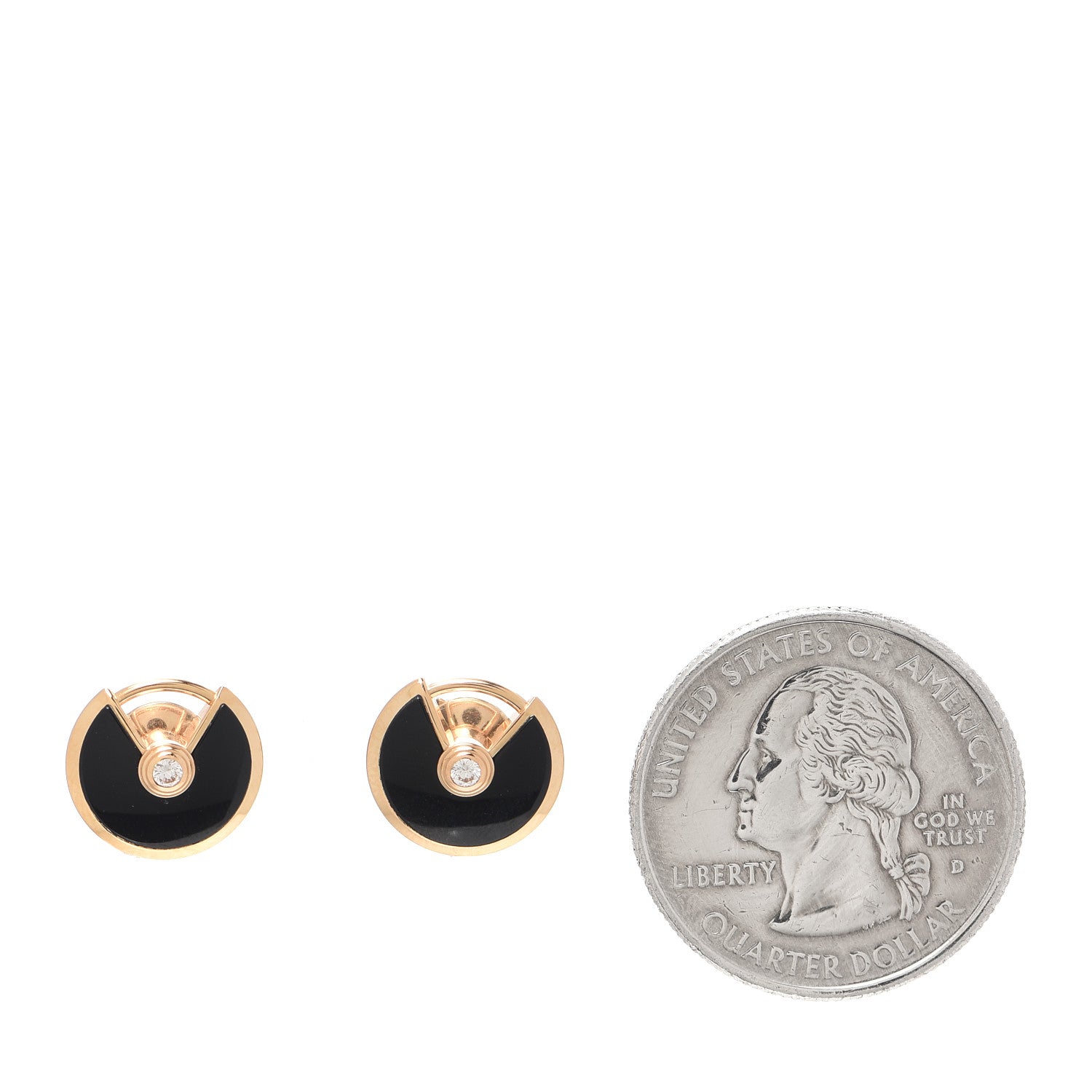 Cartier 18K Pink Gold Diamond Black Onyx Amulette de Cartier Earrings 2 of 4