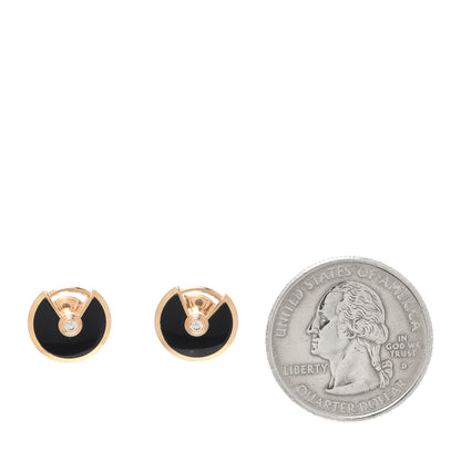 Cartier 18K Pink Gold Diamond Black Onyx Amulette de Cartier Earrings 2 of 4