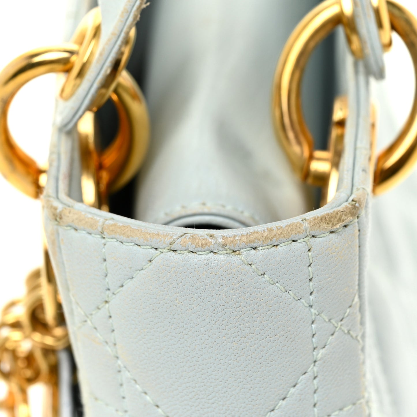 Lambskin Cannage Mini Lady Dior Light Blue