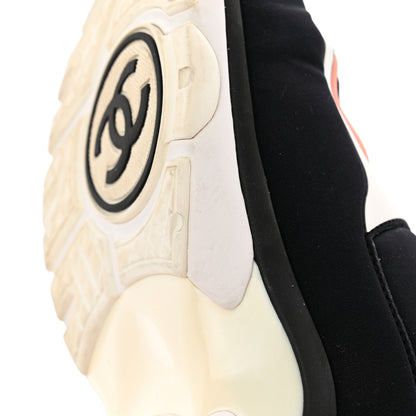 Chanel Lycra Fabric Womens CC Sneakers 38 Black White Pink 11 of 22