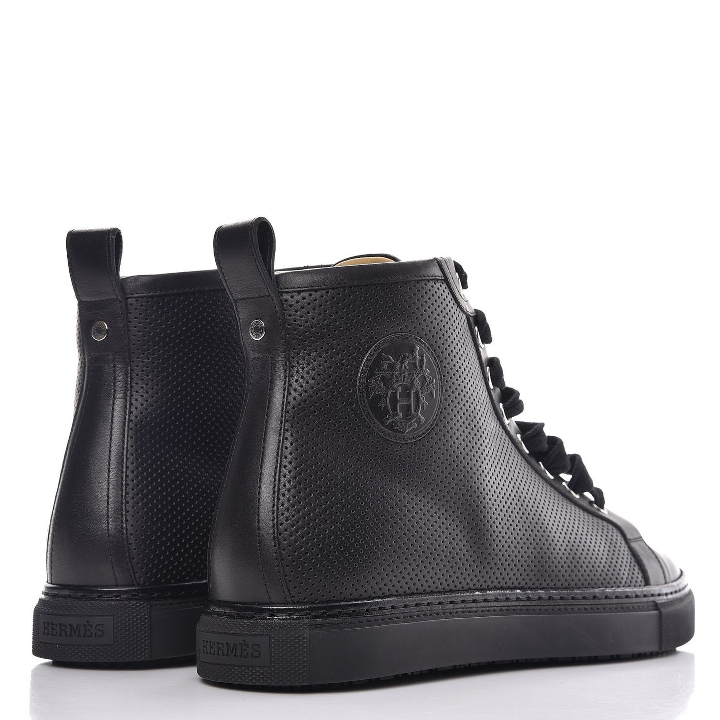 Mens Calfskin Micro Perforated Jimmy High Top Sneakers 41 Black