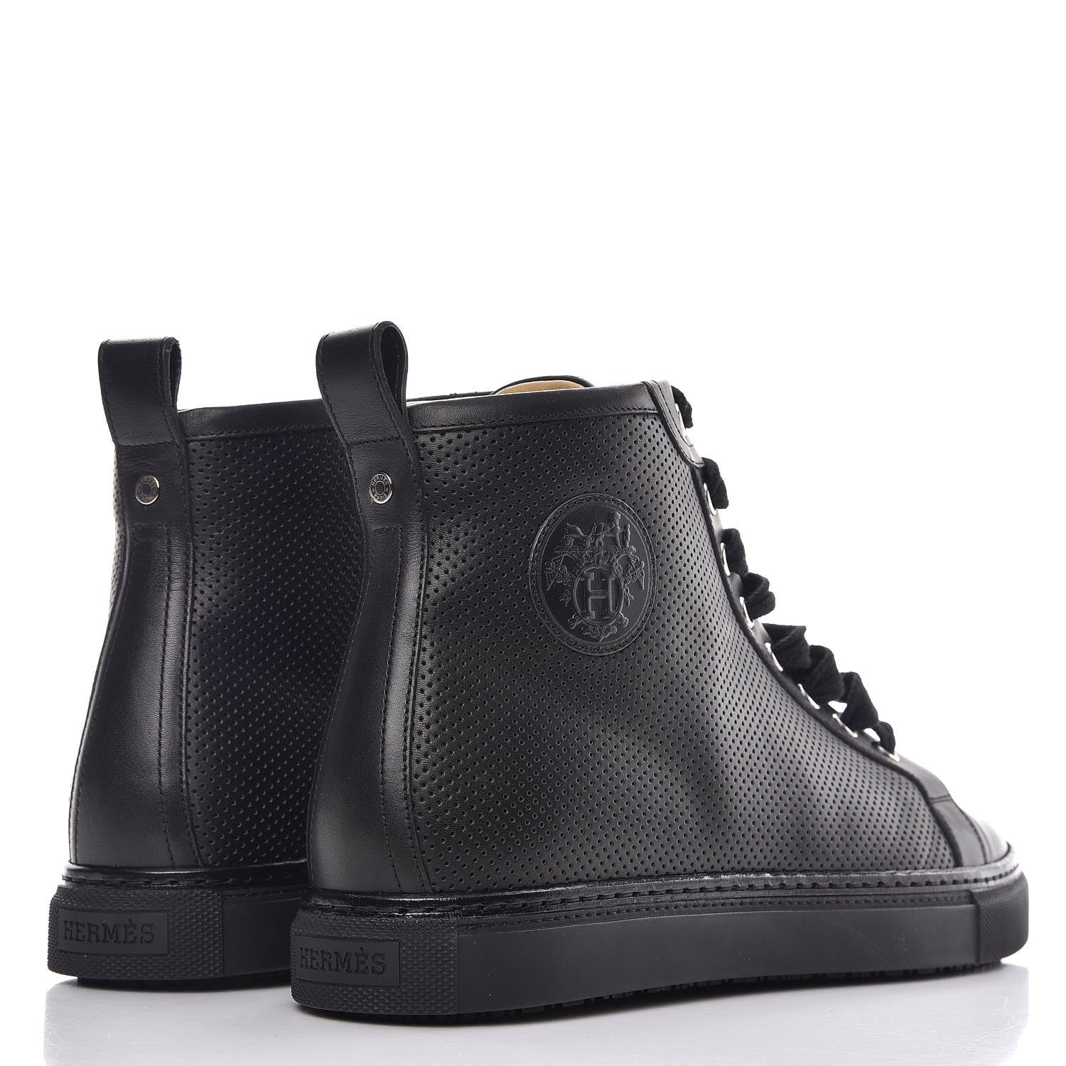 Hermes Mens Calfskin Micro Perforated Jimmy High Top Sneakers 41 Black 4 of 11