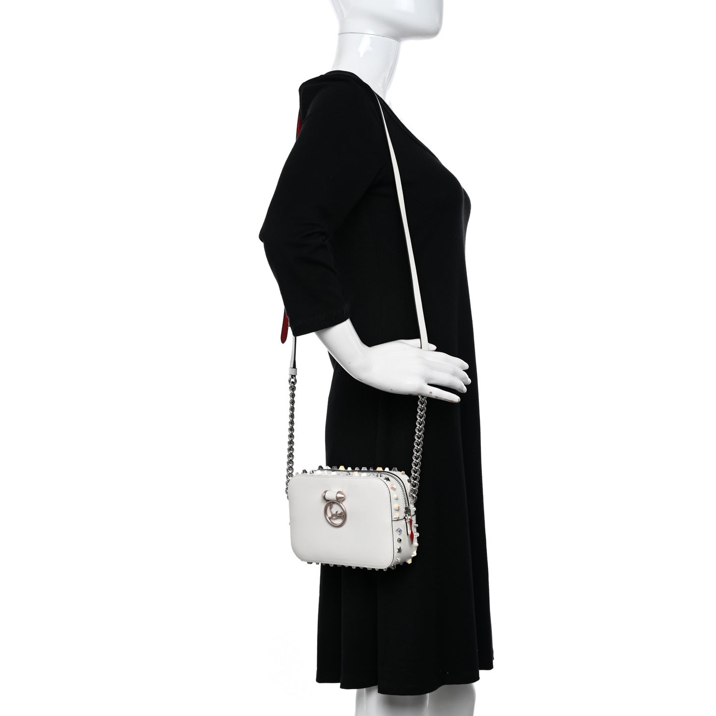 Vintage Trashmix Calfskin Spikes Mini Rubylou Crossbody White