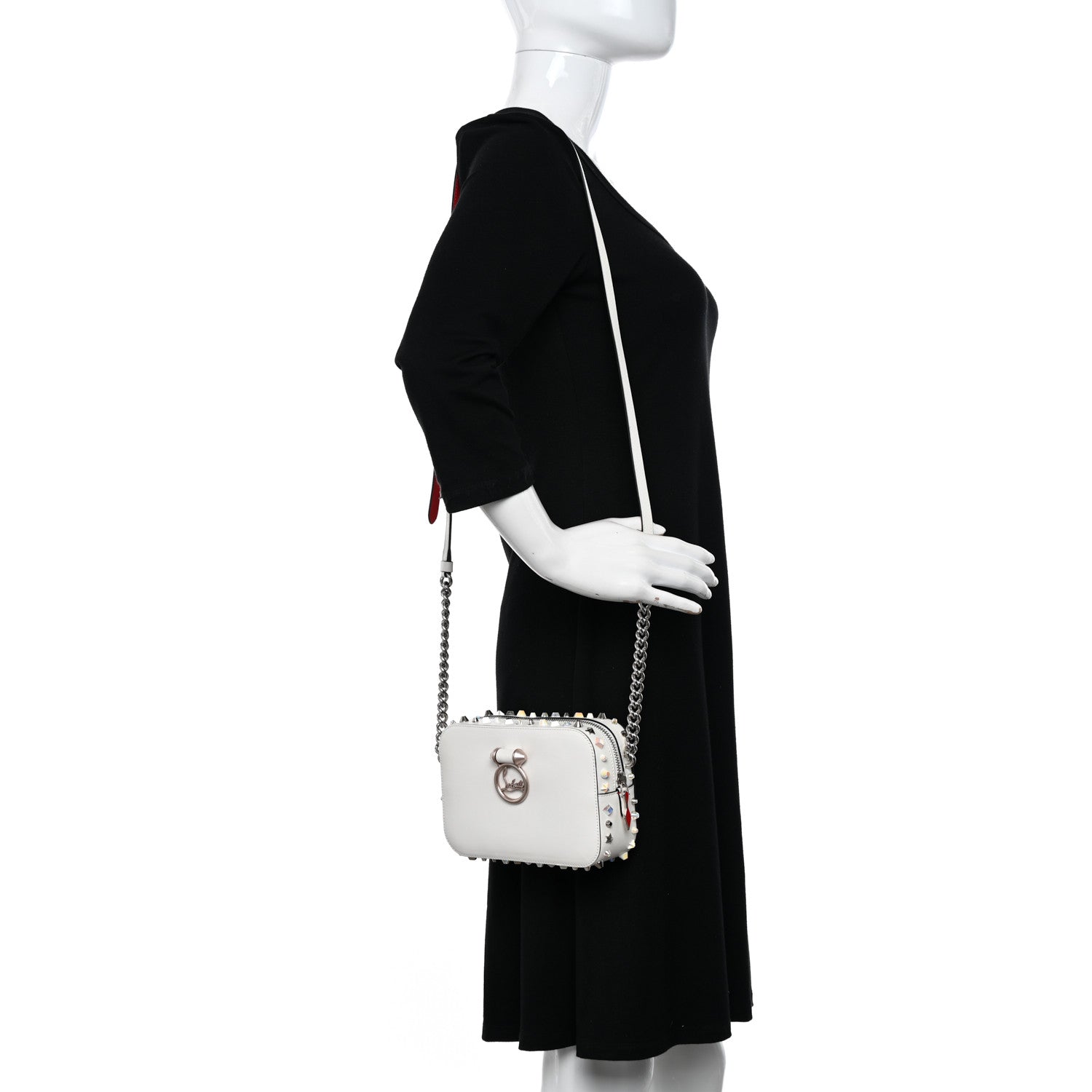 Christian Louboutin Vintage Trashmix Calfskin Spikes Mini Rubylou Crossbody White 2 of 10