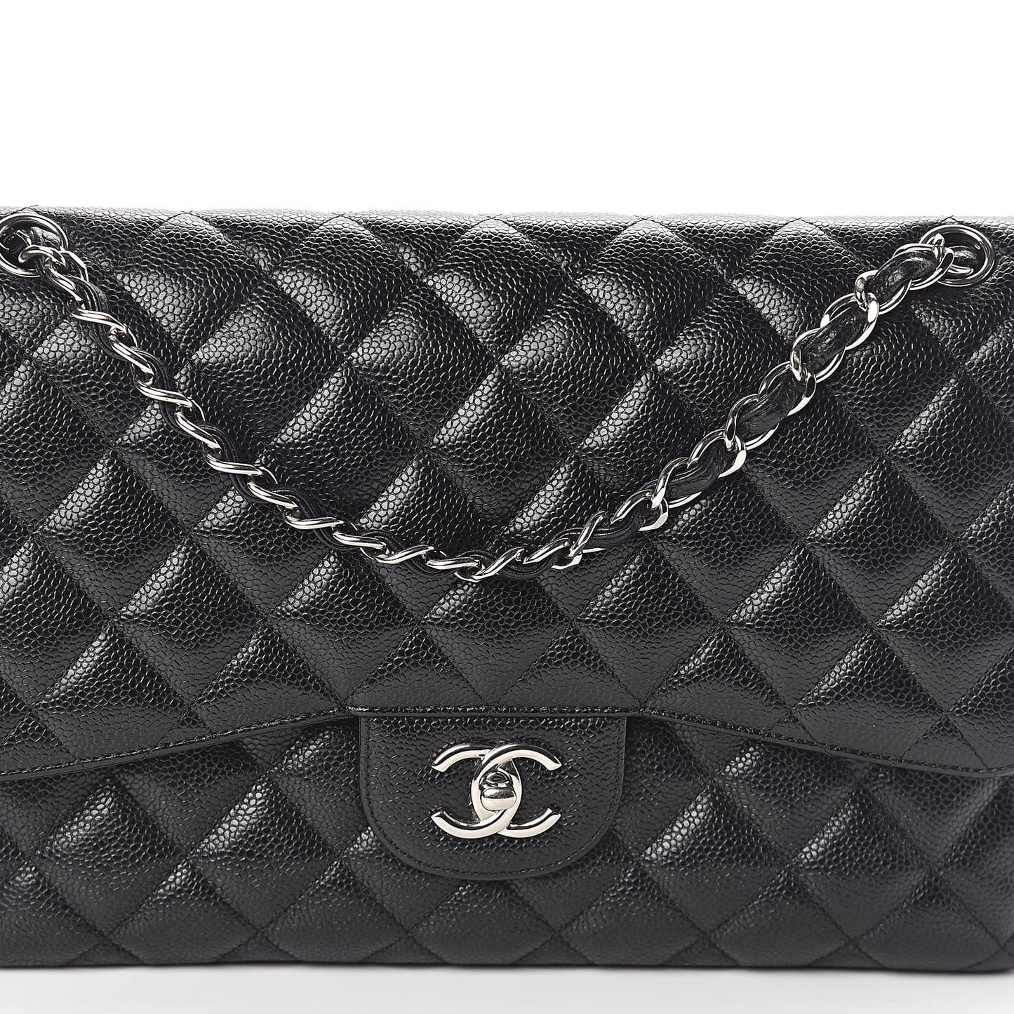 Caviar Quilted Jumbo Double Flap Black