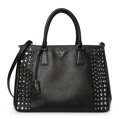 Prada Saffiano Lux Studded Crystal Medium Galleria Double Zip Tote Black 1 of 8