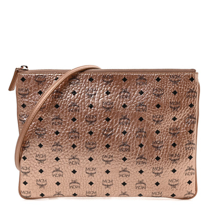 MCM Metallic Visetos Medium Crossbody Pouch Champagne 1 of 8