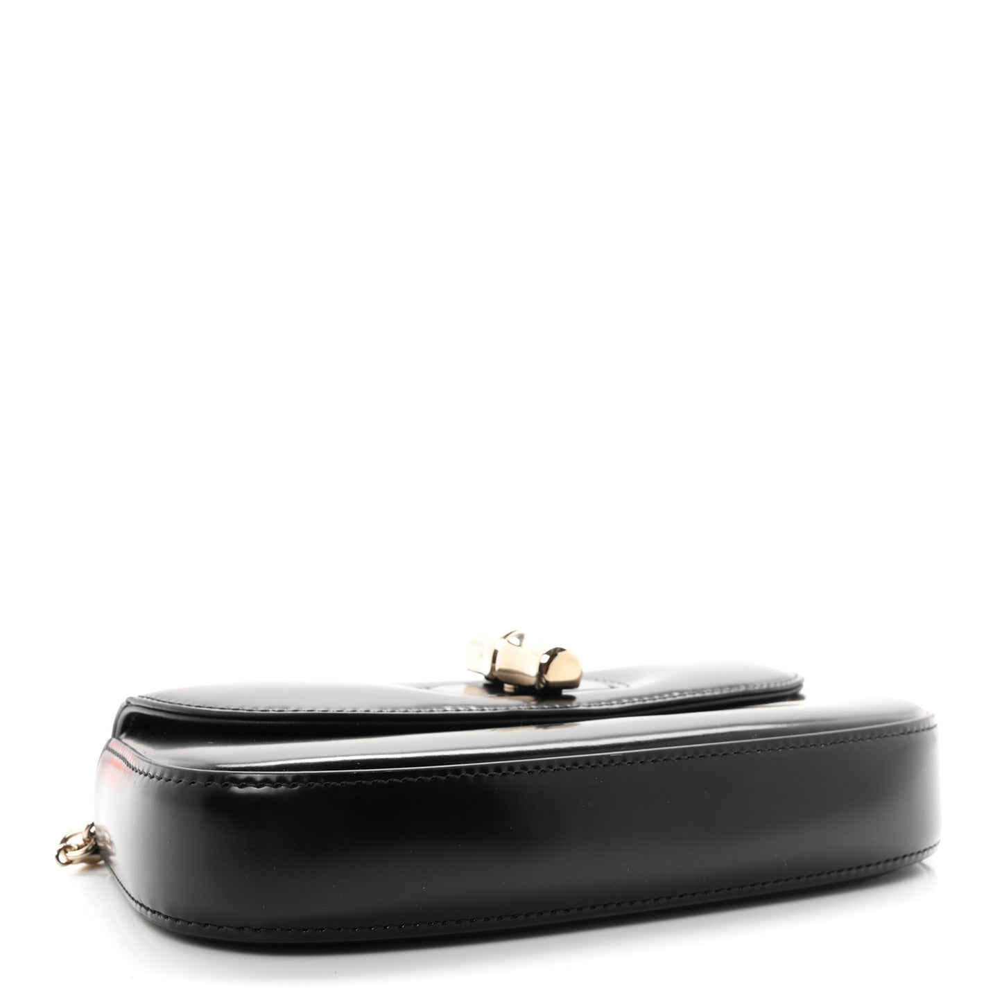 Shiny Calfskin Small Bamboo Night Bag Black