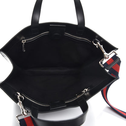 Gucci Soft GG Supreme Monogram Appia Calfskin Web Vertical Tote Black 2 of 9
