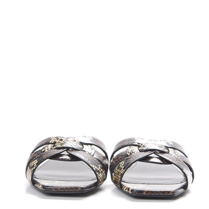 Saint Laurent Snakeskin Tribute 05 Slide Sandals 37.5 Oro 3 of 8