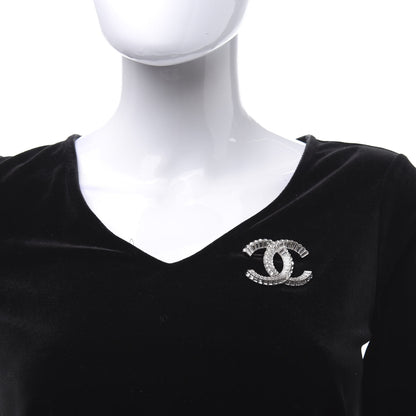 Chanel Baguette Crystal CC Brooch Silver 2 of 4