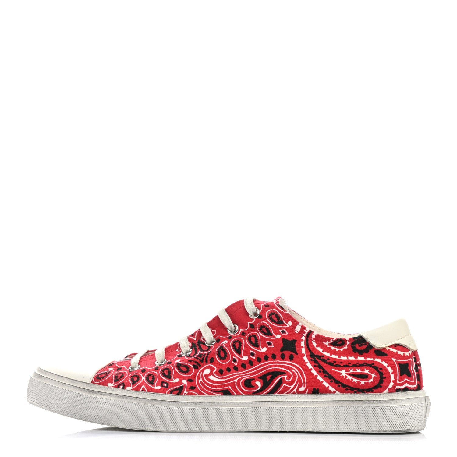 Saint Laurent Canvas Bandana Print Bedford Low Top Sneakers 43 Red 1 of 11