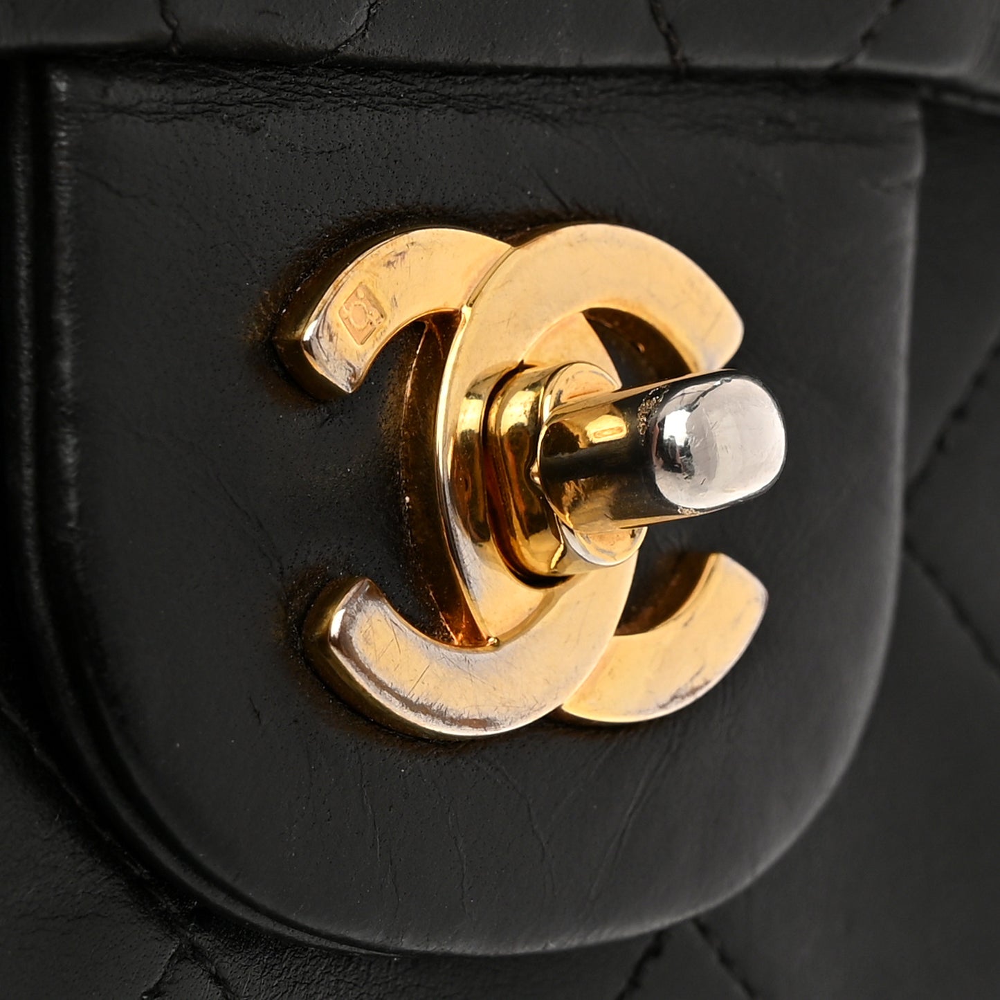 Lambskin Quilted Small Double Flap Black