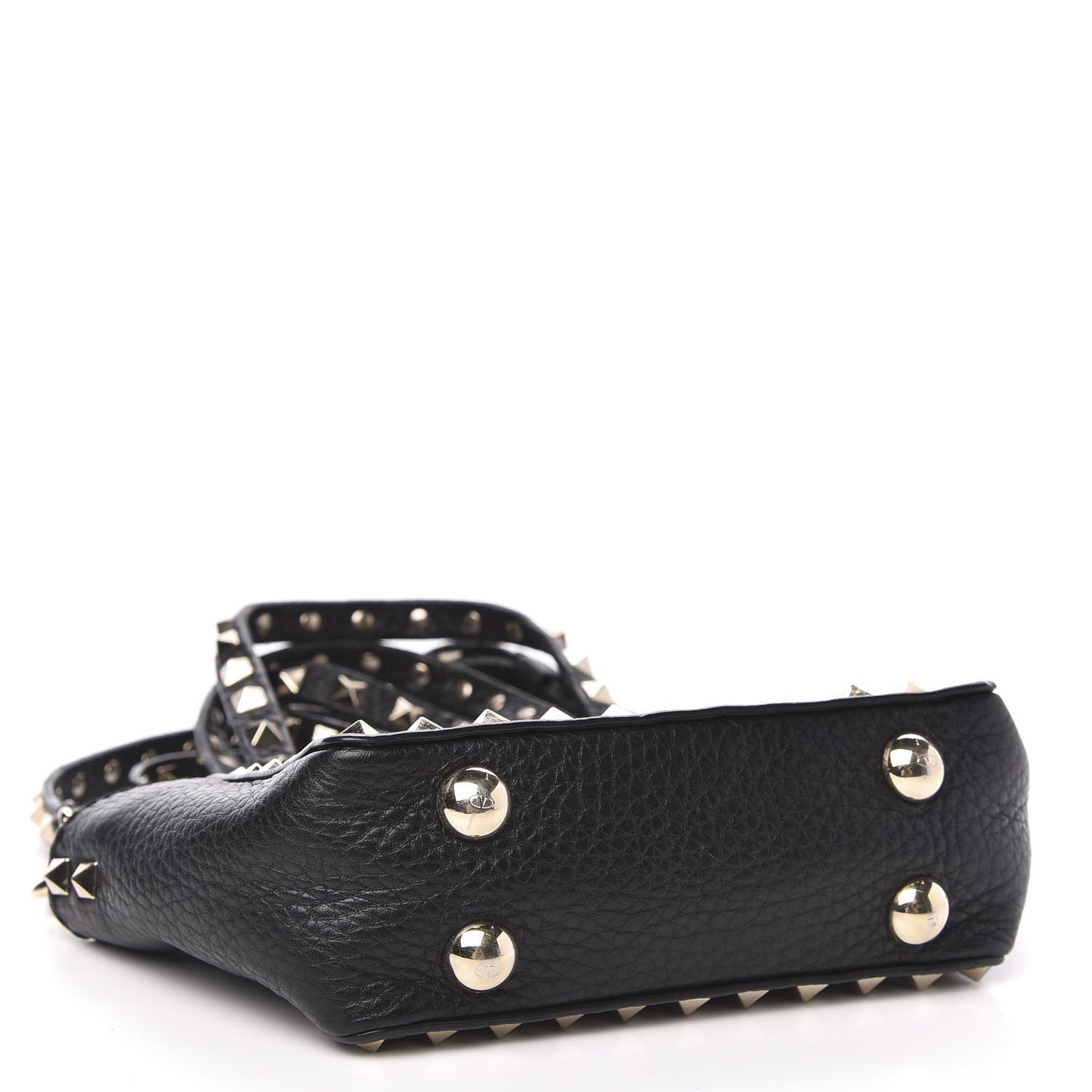 Pebbled Calfskin Micro Rockstud Tote Black