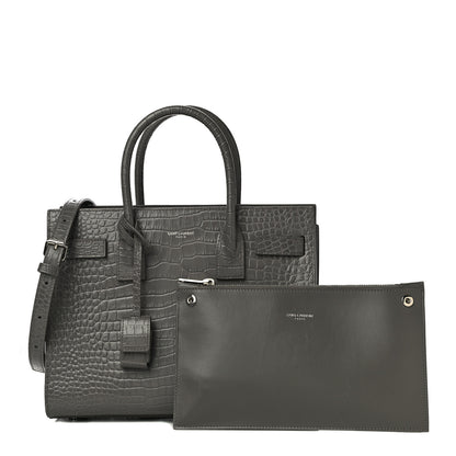 Saint Laurent Calfskin Crocodile Embossed Baby Sac De Jour Fog 1 of 11