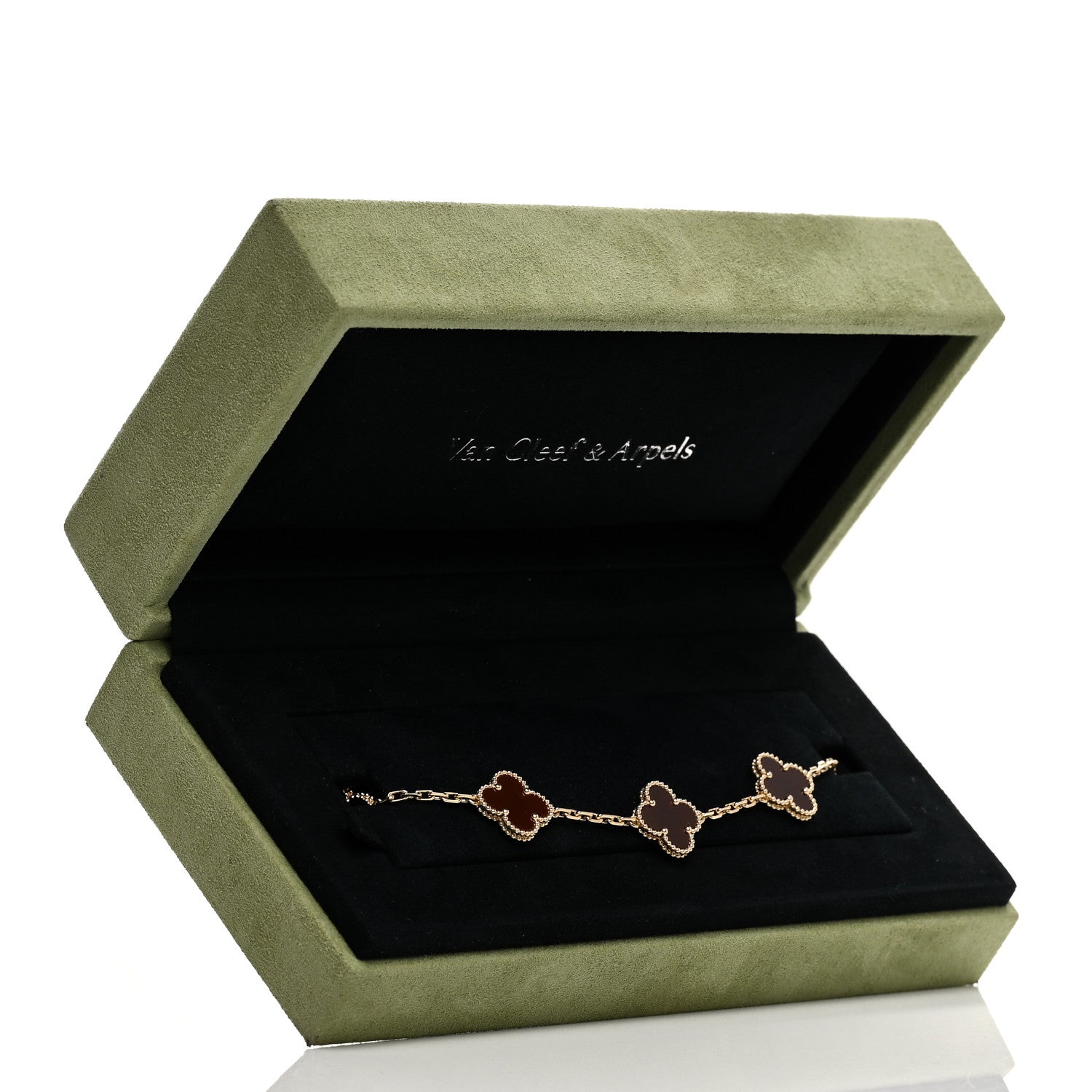 Van Cleef & Arpels 18K Yellow Gold Carnelian 5 Motifs Vintage Alhambra Bracelet 5 of 5