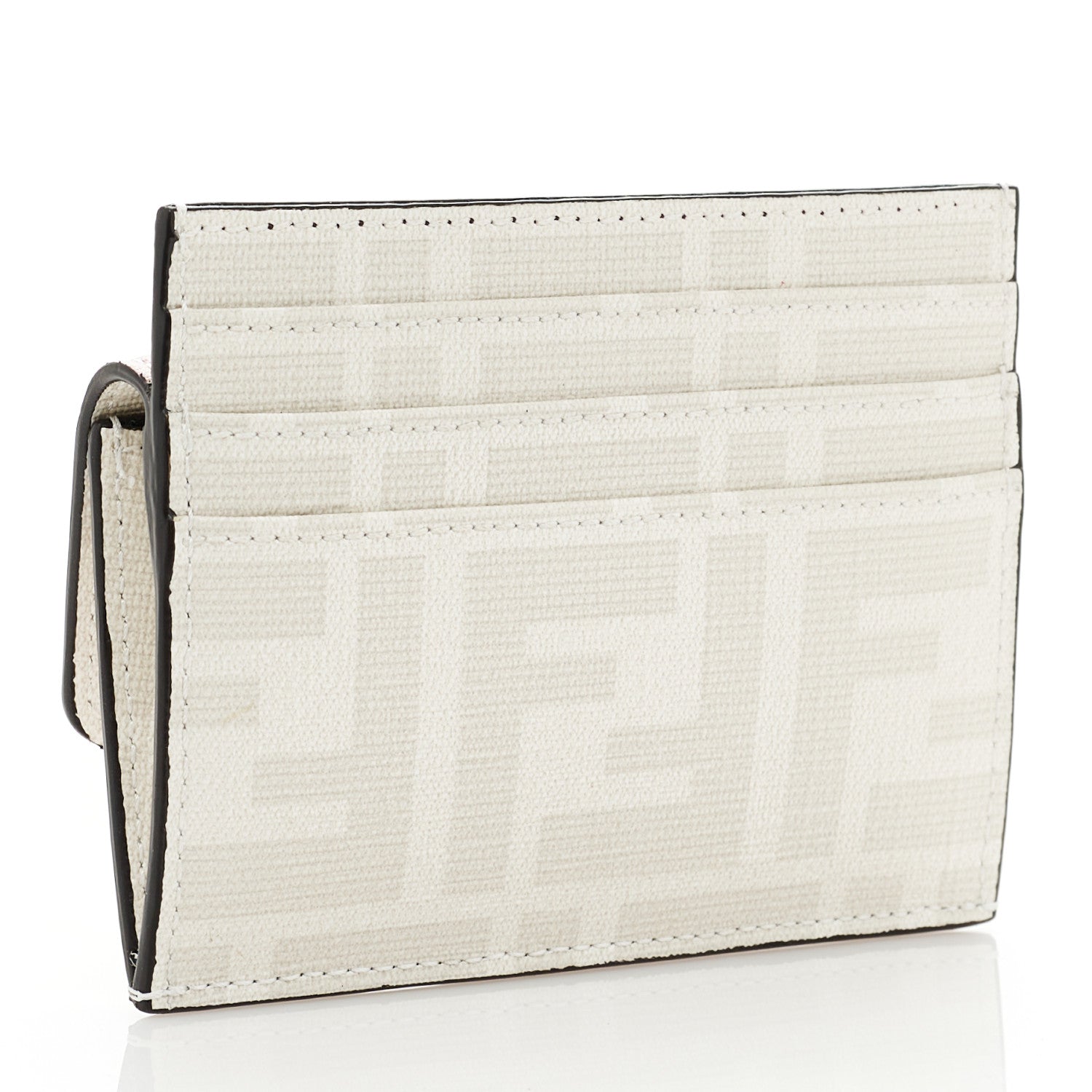 Fendi Glazed Fabric Vitello Liberty FF Logo Bikini Girls Inlay Fold Over Card Holder Wallet Bianco Perla Multicolor 2 of 13