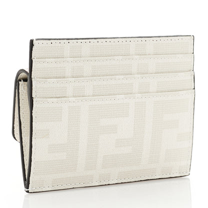 Fendi Glazed Fabric Vitello Liberty FF Logo Bikini Girls Inlay Fold Over Card Holder Wallet Bianco Perla Multicolor 2 of 13