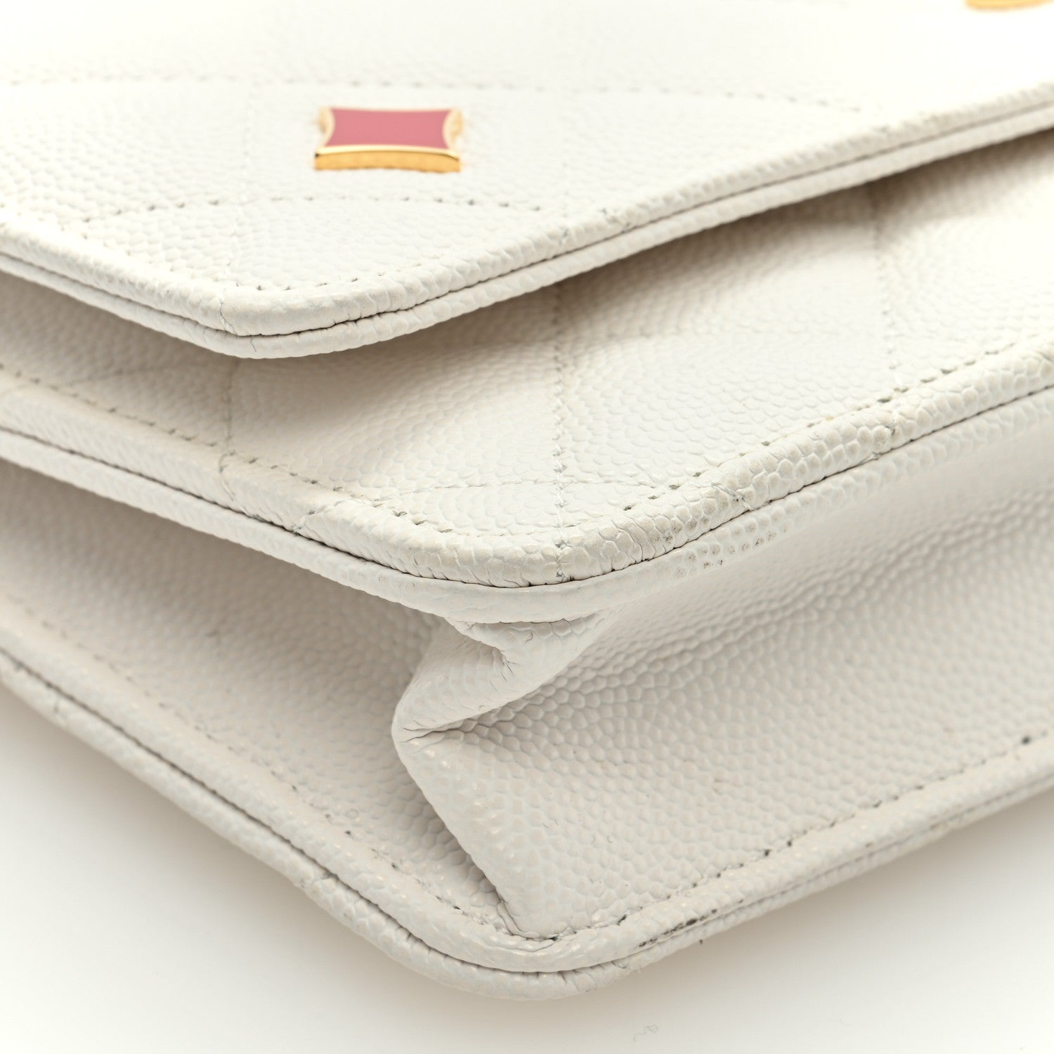 Chanel Caviar Quilted Enamel Coco Casino Wallet On Chain WOC White 8 of 9