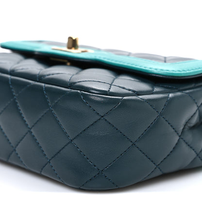 Chanel Lambskin Quilted Mini Two Tone Day Flap Navy Turquoise 10 of 10